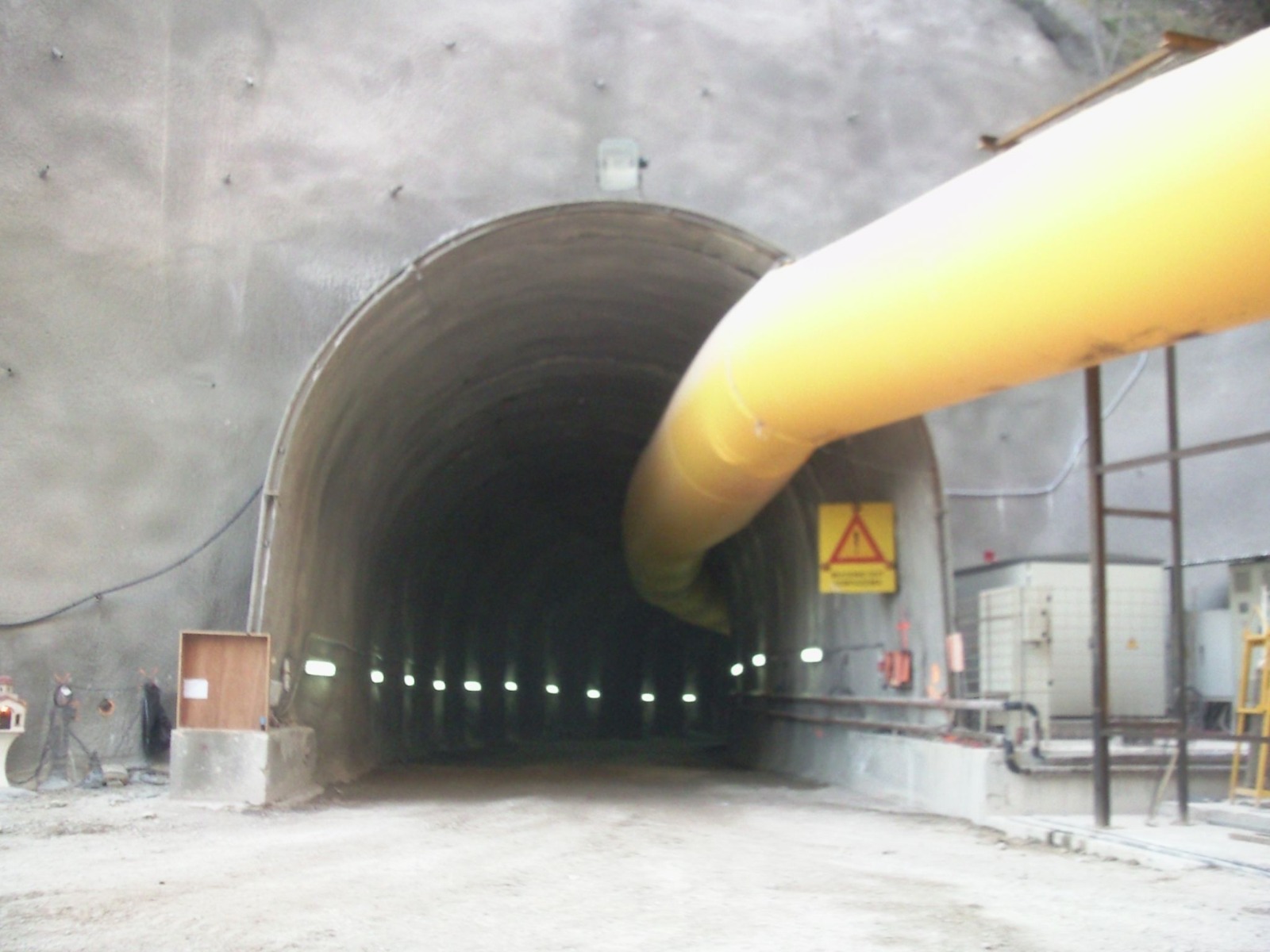 Tunnel portal interior showing ventilation duct